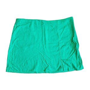A New Day Skirt Womens Size‎ L Large Solid All Green Linen Blend Side Zip
